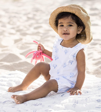 Coral Organic Baby Girl Romper