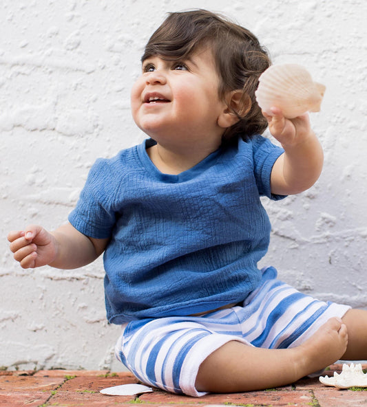 Watercolor Stripes Boy Top & Shorts Set
