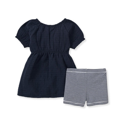 Dotted Muslin Girl Top & Shorts Set