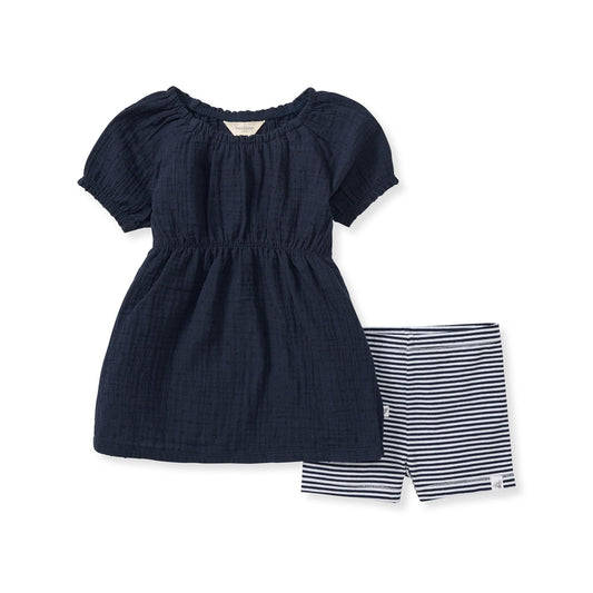 Dotted Muslin Girl Top & Shorts Set