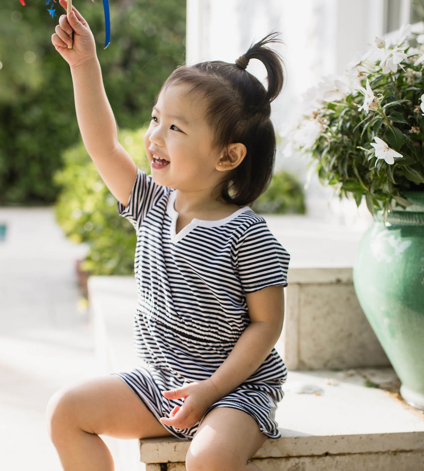 Classic Stripe Organic Cotton Girl Romper