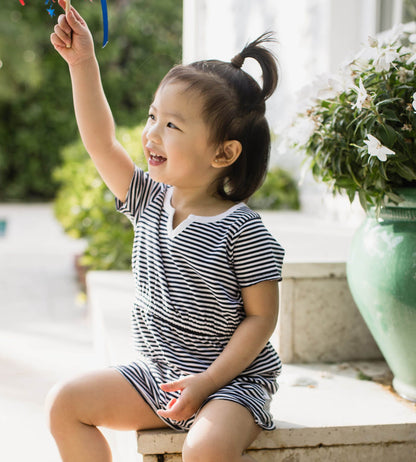Classic Stripe Organic Cotton Girl Romper