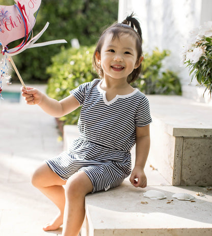 Classic Stripe Organic Cotton Girl Romper