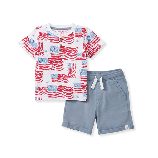 Majestic Flags Organic Cotton Boy Top & Shorts Set