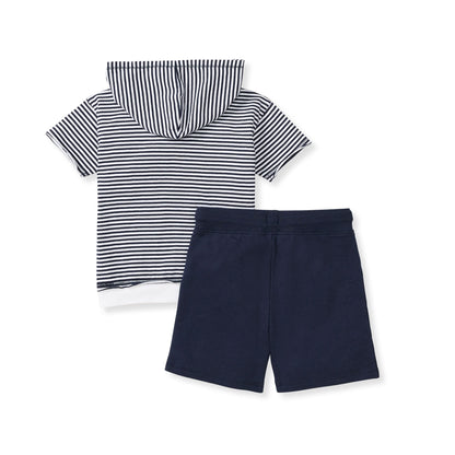 Classic Stripe Organic Boy Hooded Top & Shorts Set