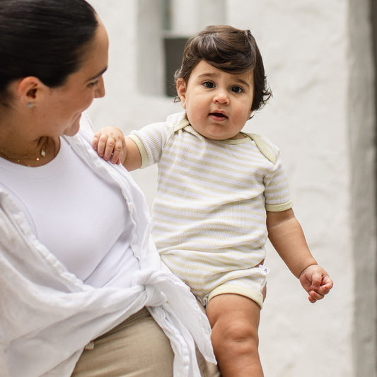 Rib Stripe Organic Cotton Baby Romper