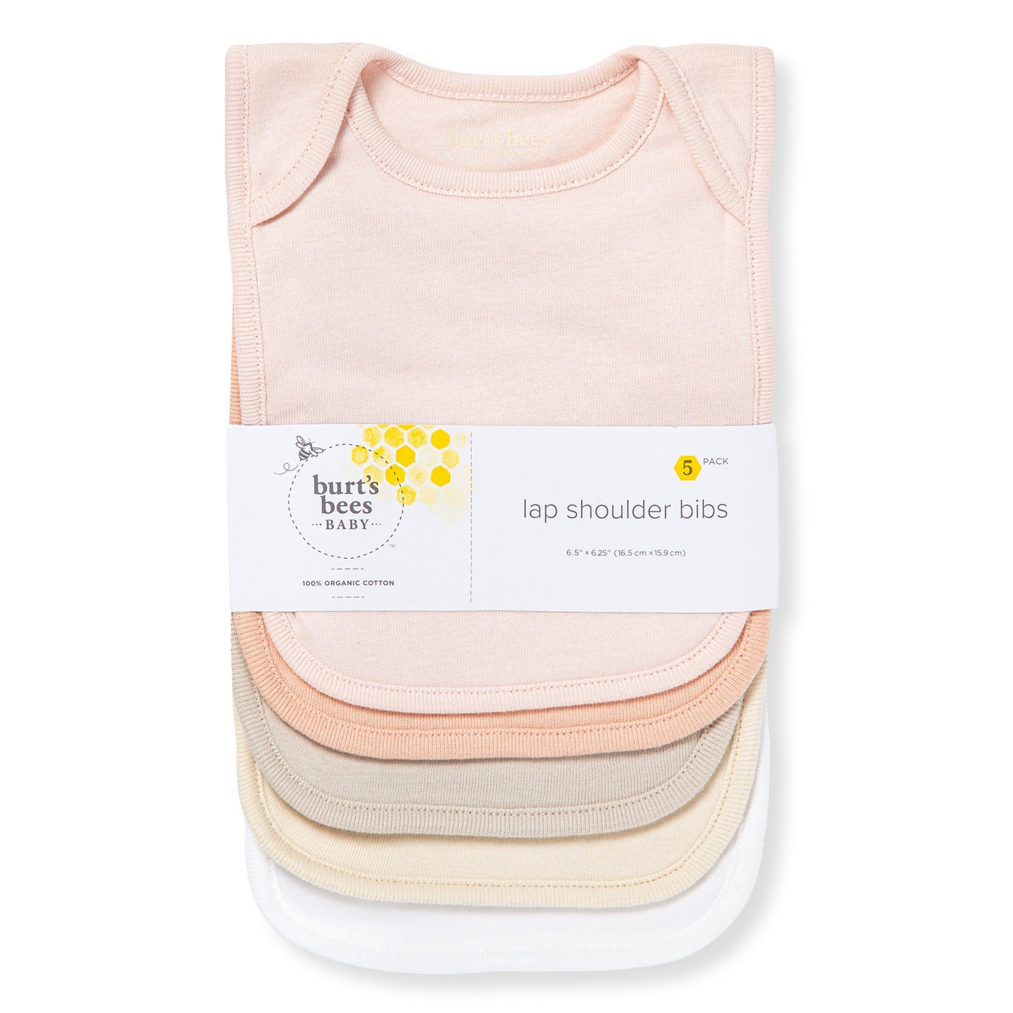 Solid Organic Cotton Baby Bibs 5 Pack - Pink Sand