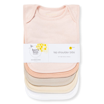Solid Organic Cotton Baby Bibs 5 Pack - Pink Sand