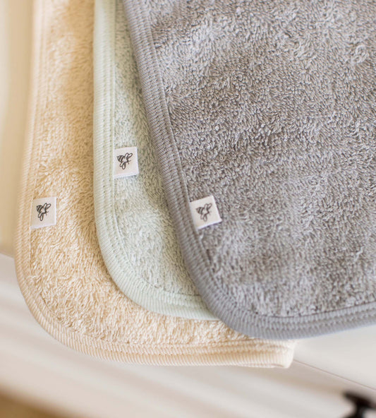 Organic Cotton Woven Terry Solid Washcloths 3 Pack - Quarry