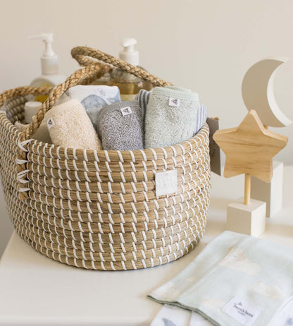 Organic Cotton Woven Terry Solid Washcloths 3 Pack - Quarry