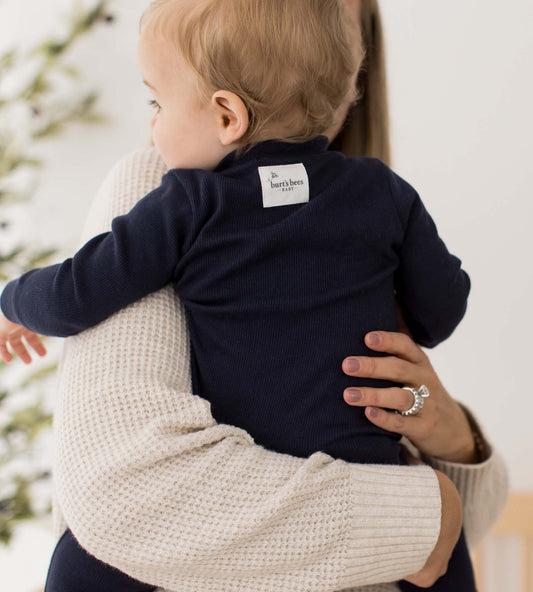 Solid Rib Organic Cotton Two-Piece Pajamas - Midnight