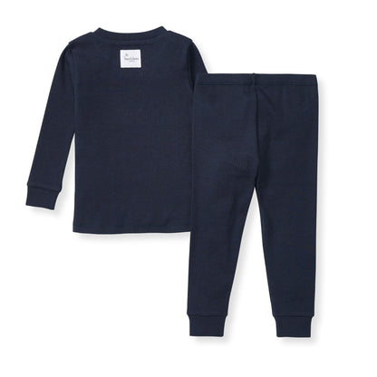 Solid Rib Organic Cotton Two-Piece Pajamas - Midnight