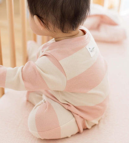 Rugby Stripe Organic Cotton Sleep & Play - Pink Sand