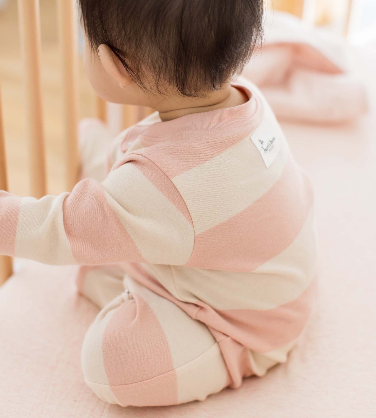 Rugby Stripe Organic Cotton Sleeper - Pink Sand
