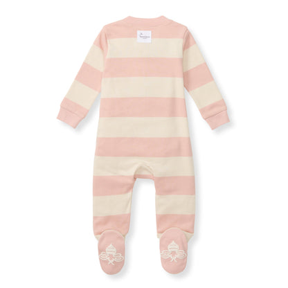 Rugby Stripe Organic Cotton Sleep & Play - Pink Sand