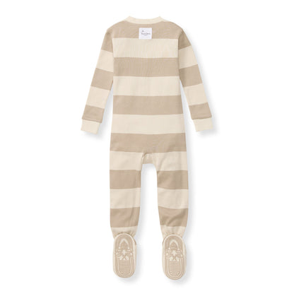 Mommy & Me Rugby Stripe Organic Cotton Sleeper - Oat