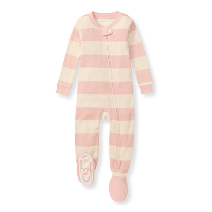 Rugby Stripe Organic Cotton Sleeper - Pink Sand