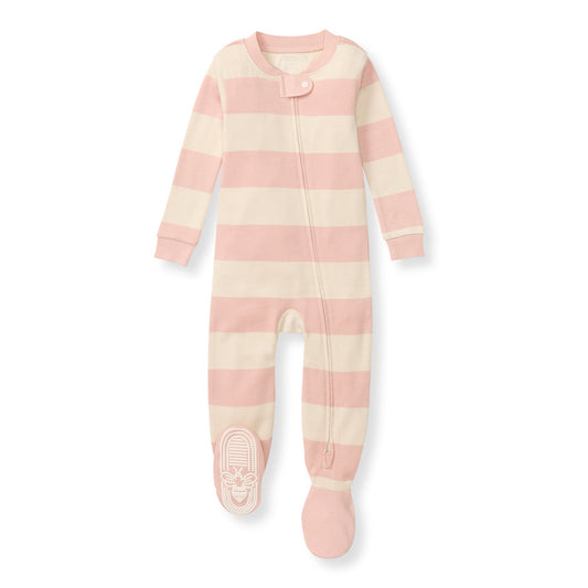 Rugby Stripe Organic Cotton Sleeper - Pink Sand