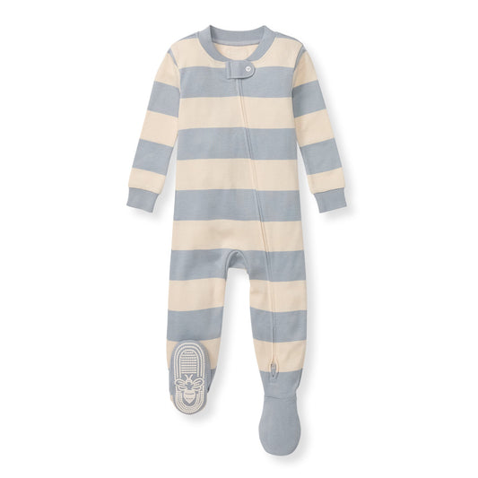 Rugby Stripe Organic Cotton Sleeper - Quarry