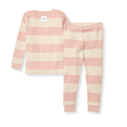 Rugby Stripe Organic Cotton Two-Piece Pajamas - Pink Sand
