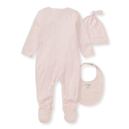Organic Cotton Jumpsuit, Bib & Hat 3 Piece Set - Ranunculus
