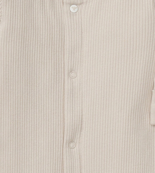 Organic Cotton Jumpsuit, Bib & Hat 3 Piece Set - Limestone