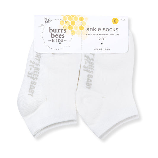 Solid Organic Cotton Baby Ankle Socks 6 Pack