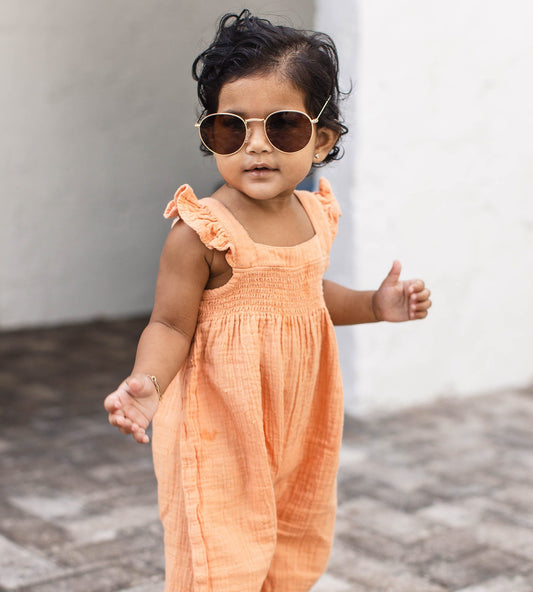 Dotted Muslin Baby Girl Jumpsuit
