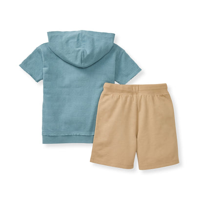 Organic Dotted Jacquard Sweatshirt & Shorts Set