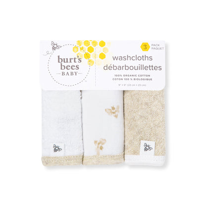 Golden Bee Organic Cotton Knit Terry Washcloths 3 Pack