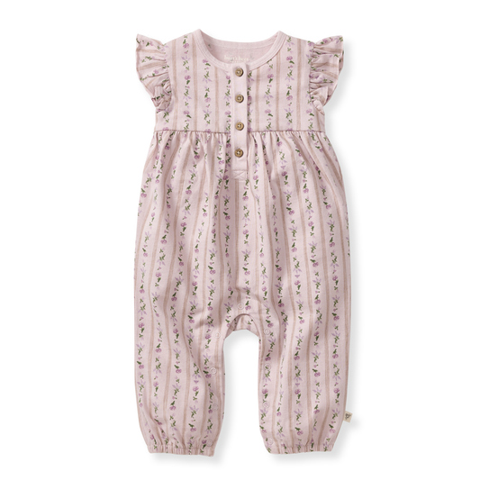 Farmhouse Floral Organic Baby Girl Jumpsuit