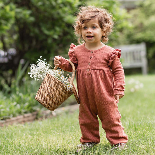 Dotted Rib Organic Baby Girl Jumpsuit