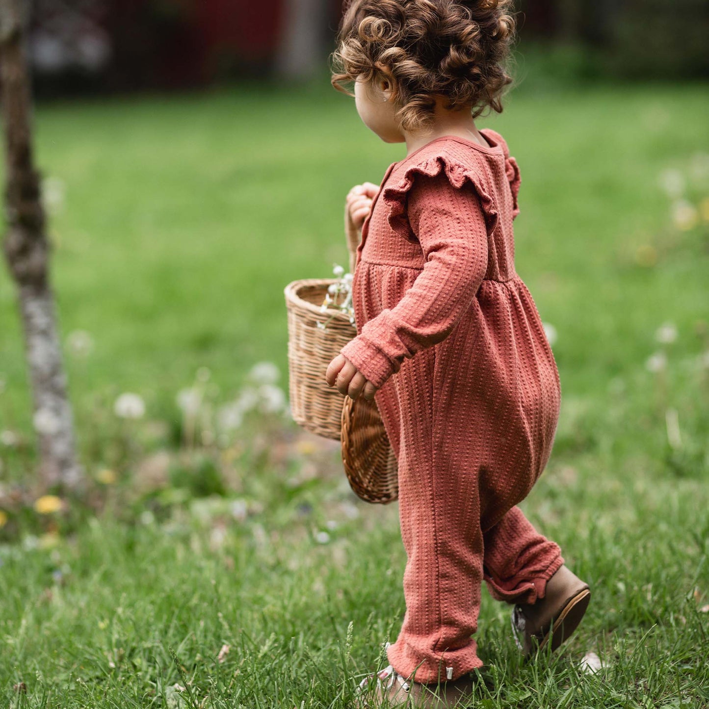 Dotted Rib Organic Baby Girl Jumpsuit