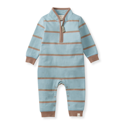 Holland Stripe Organic Baby Boy Jumpsuit - Mountain Blue