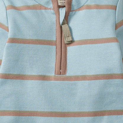 Holland Stripe Organic Baby Boy Jumpsuit - Mountain Blue