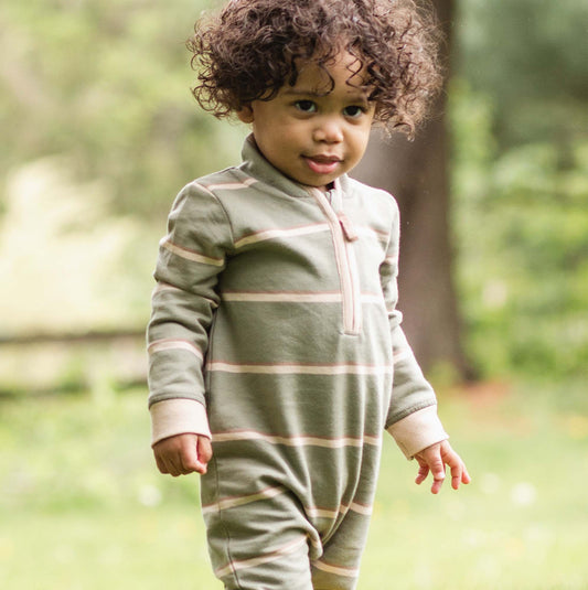 Holland Stripe Organic Baby Boy Jumpsuit - Tranquility