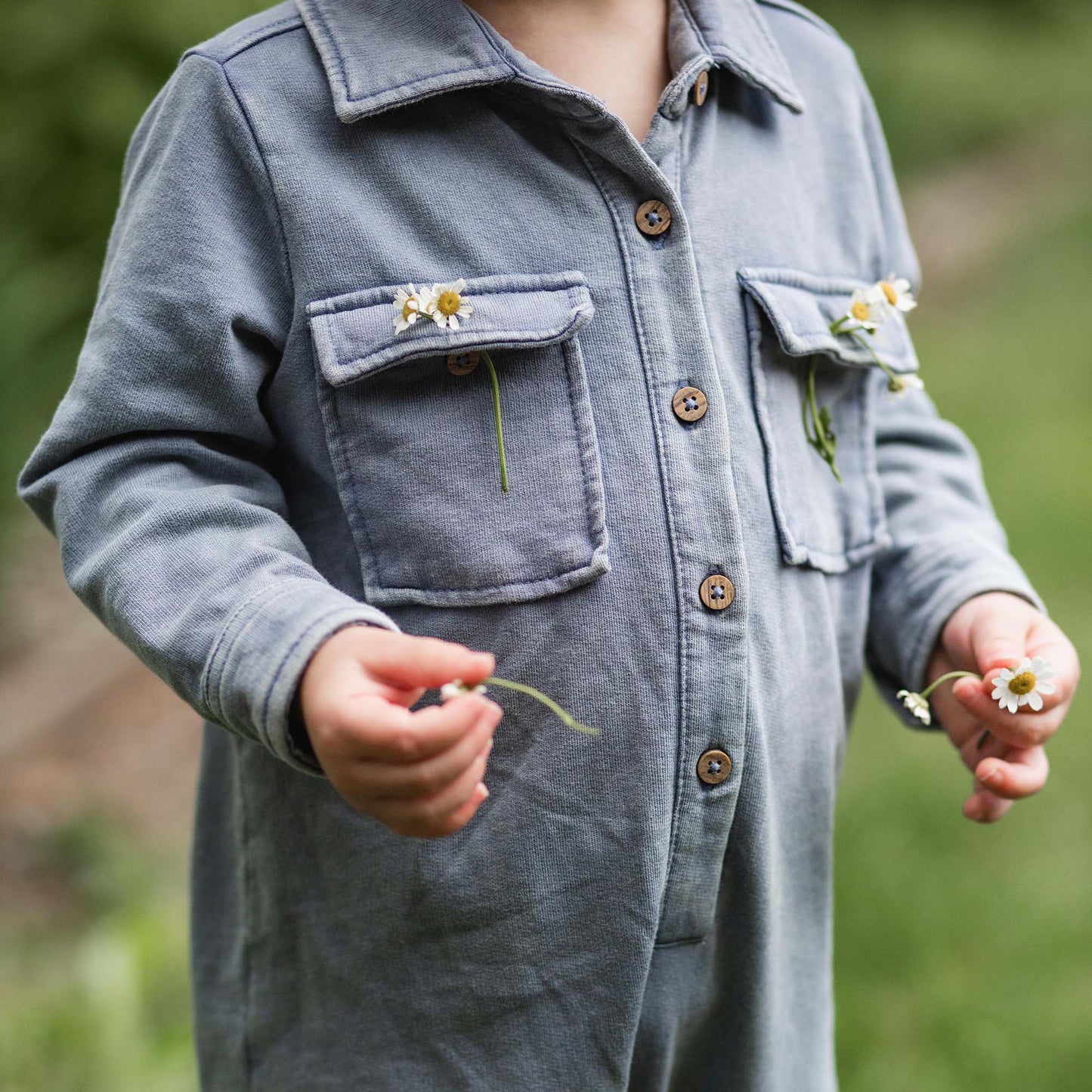 Acid Wash Organic Baby Boy Jumpsuit - Flint