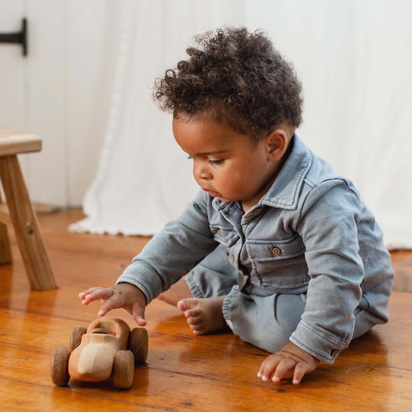 Acid Wash Organic Baby Boy Jumpsuit - Flint