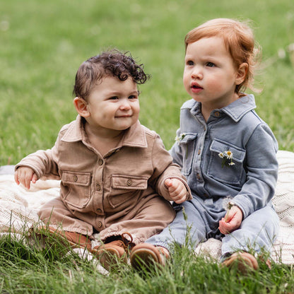 Acid Wash Organic Baby Boy Jumpsuit - Ginger Loaf