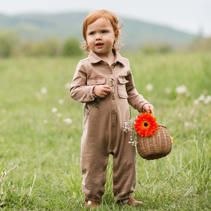 Acid Wash Organic Baby Boy Jumpsuit - Ginger Loaf
