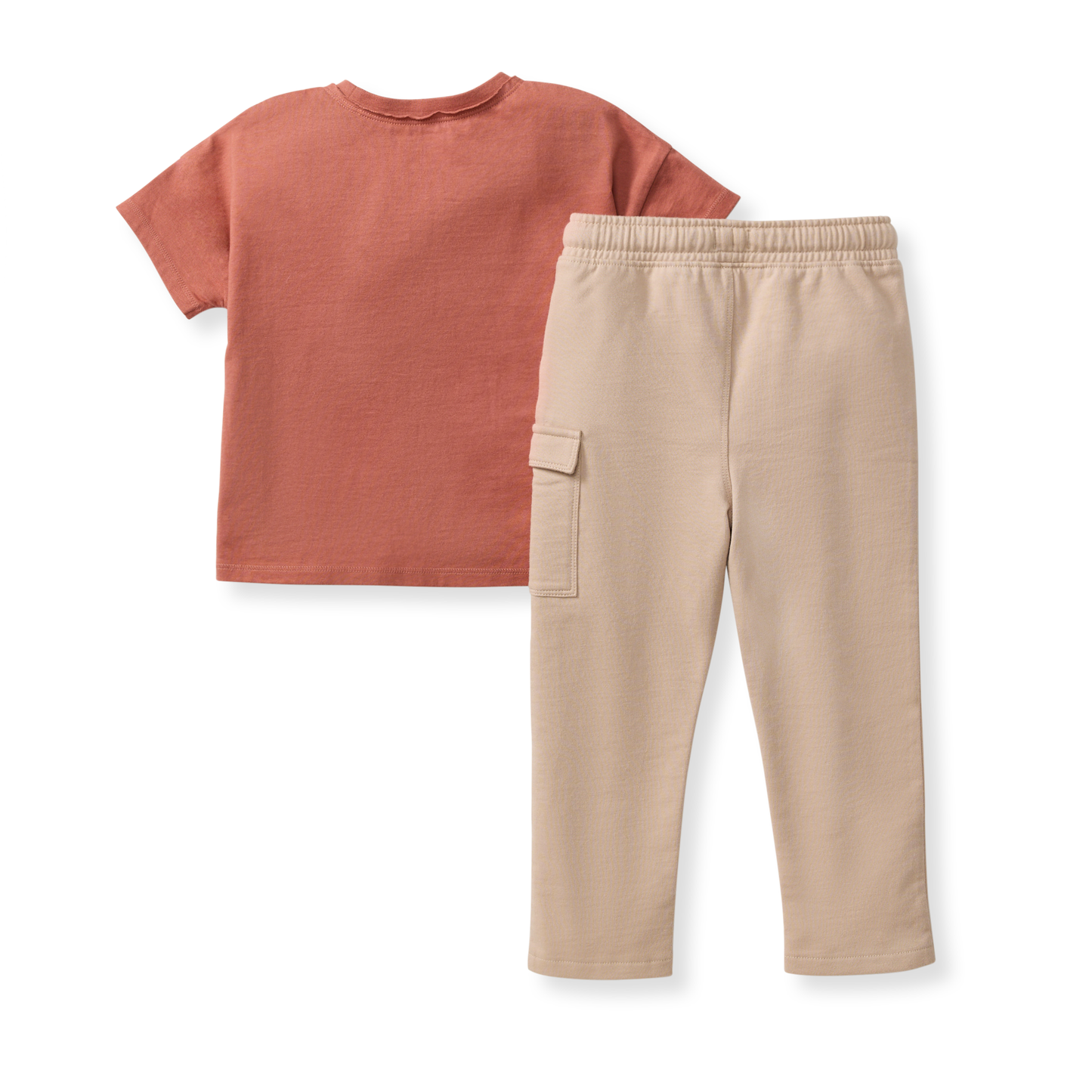 Drop Shoulder Organic Boy Tee & Pants Set - Cedar