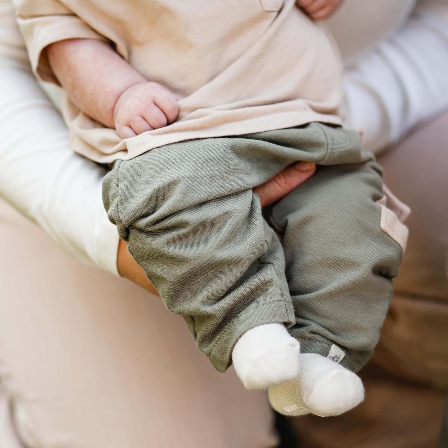 Drop Shoulder Organic Boy Tee & Pants Set - Soft Mocha