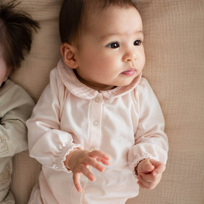 Muslin Collar Baby Girl Pink Jumpsuit