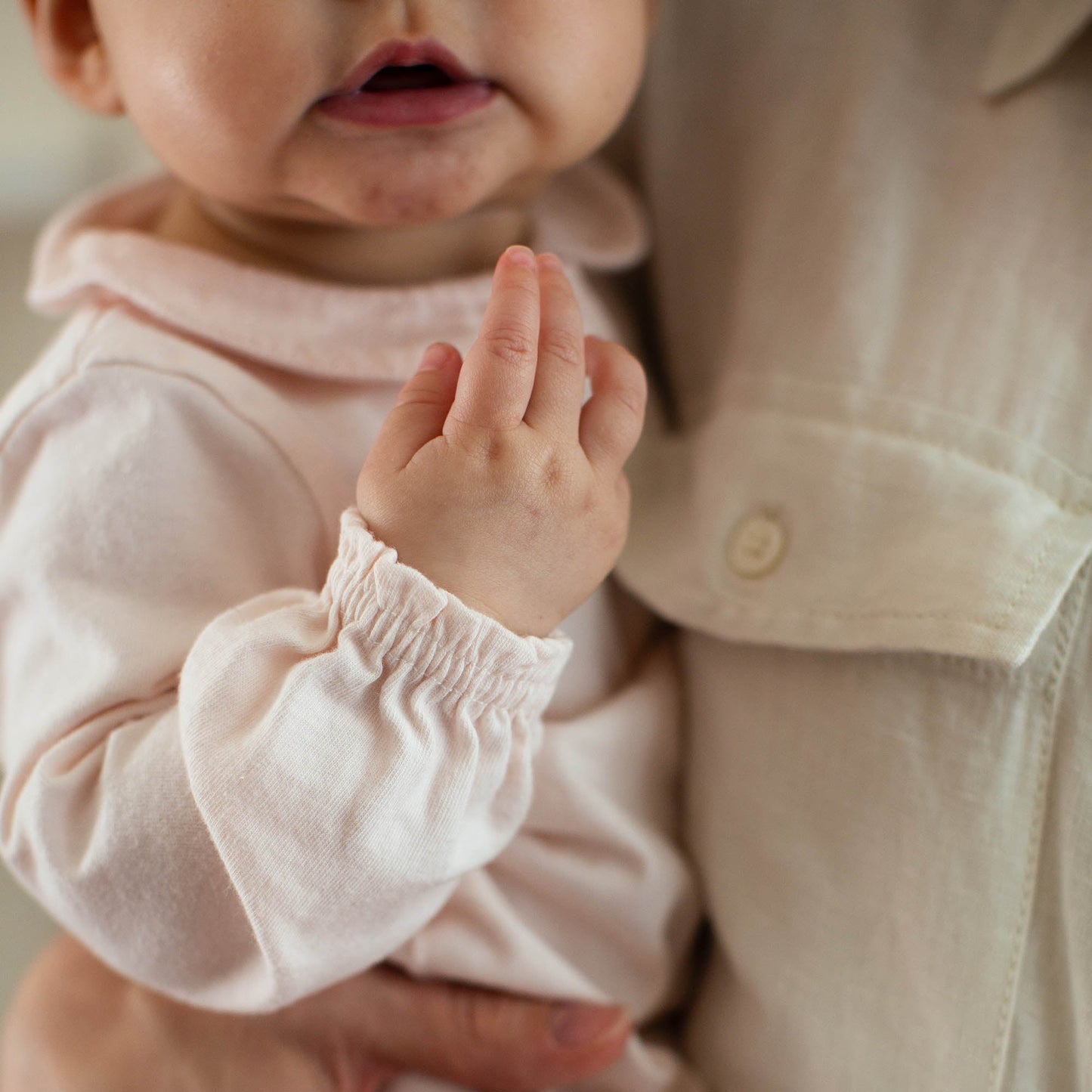 Muslin Collar Baby Girl Pink Jumpsuit