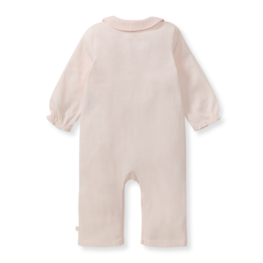 Muslin Collar Baby Girl Pink Jumpsuit