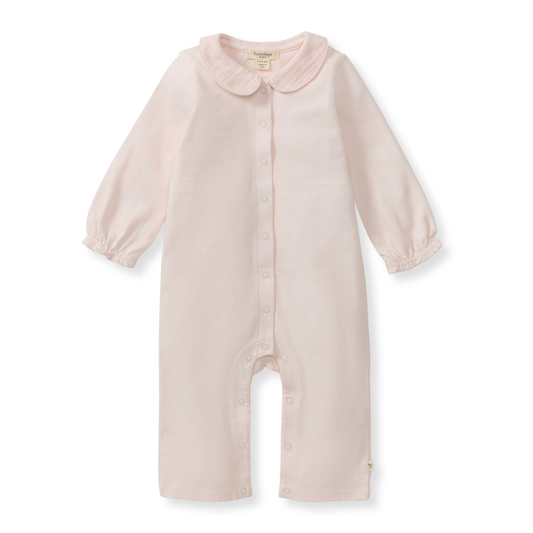 Muslin Collar Baby Girl Pink Jumpsuit