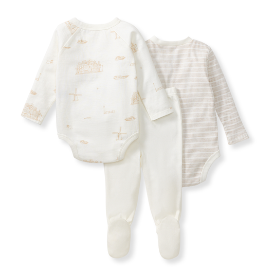 Amsterdam 3 Piece Bodysuit & Pant Set - Eggshell