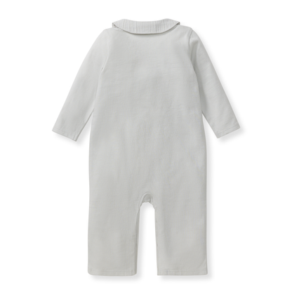 Muslin Collar Baby Boy Blue Jumpsuit