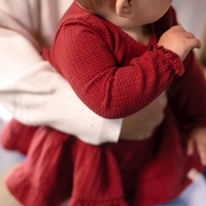 Dotted Rib Organic Cotton Dress - Brick Red