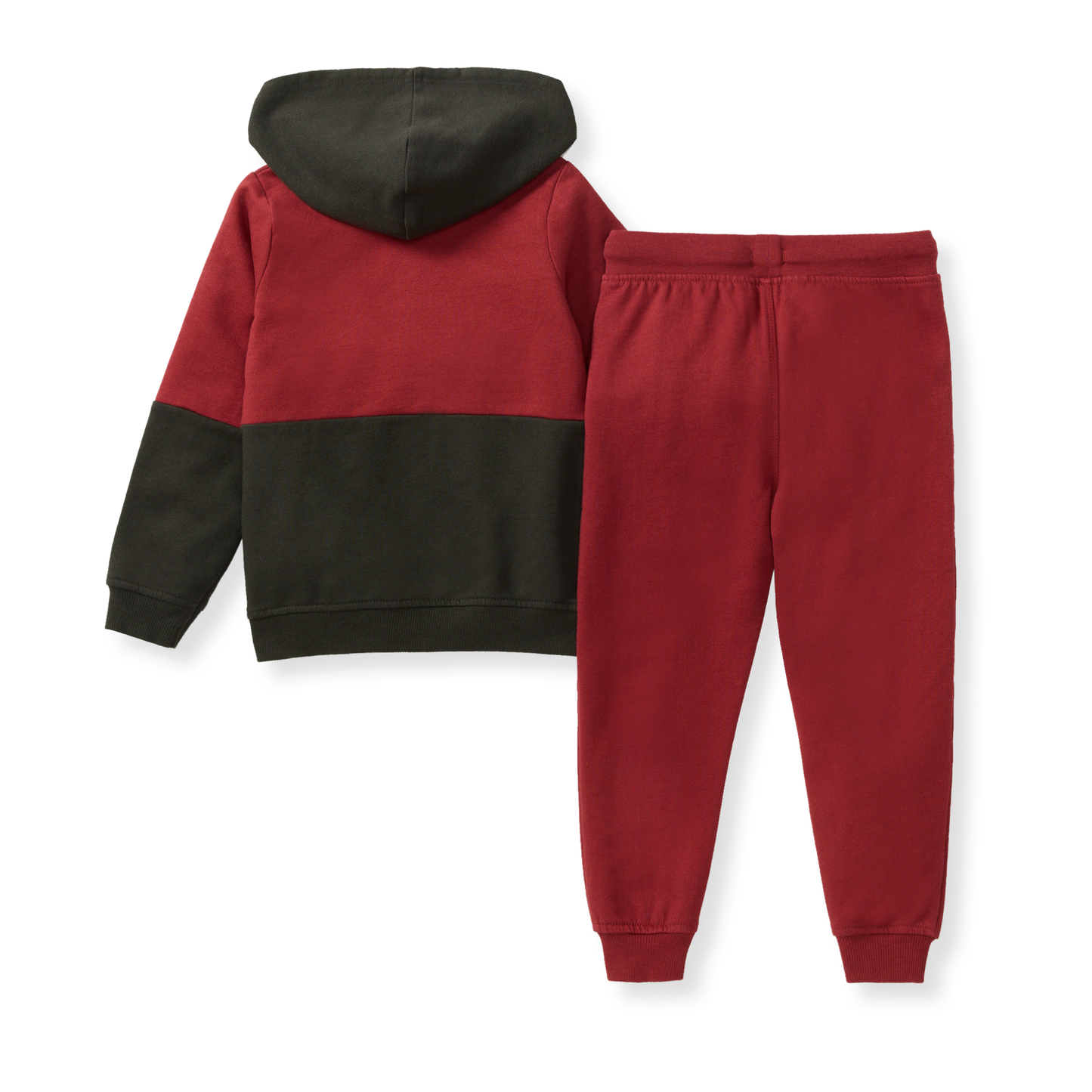 Color Blocked Sweatshirt & Pants Set - Brick Red